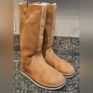 UGG Australia Classic Tall SONOMA Chestnut Leather suede  Boots fur wool size 5